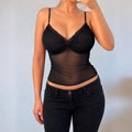 VINTAGE black lace mesh cami vest top