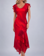 Vintage floral red maxi dress
