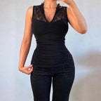 VINTAGE black lace sleeveless blouse top