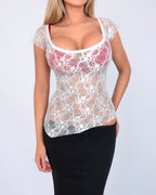 Vintage White lace short sleeve top