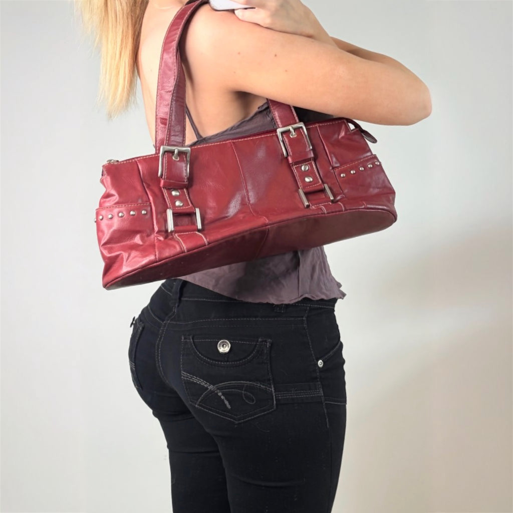 Worthington burgundy red faux leather handbag