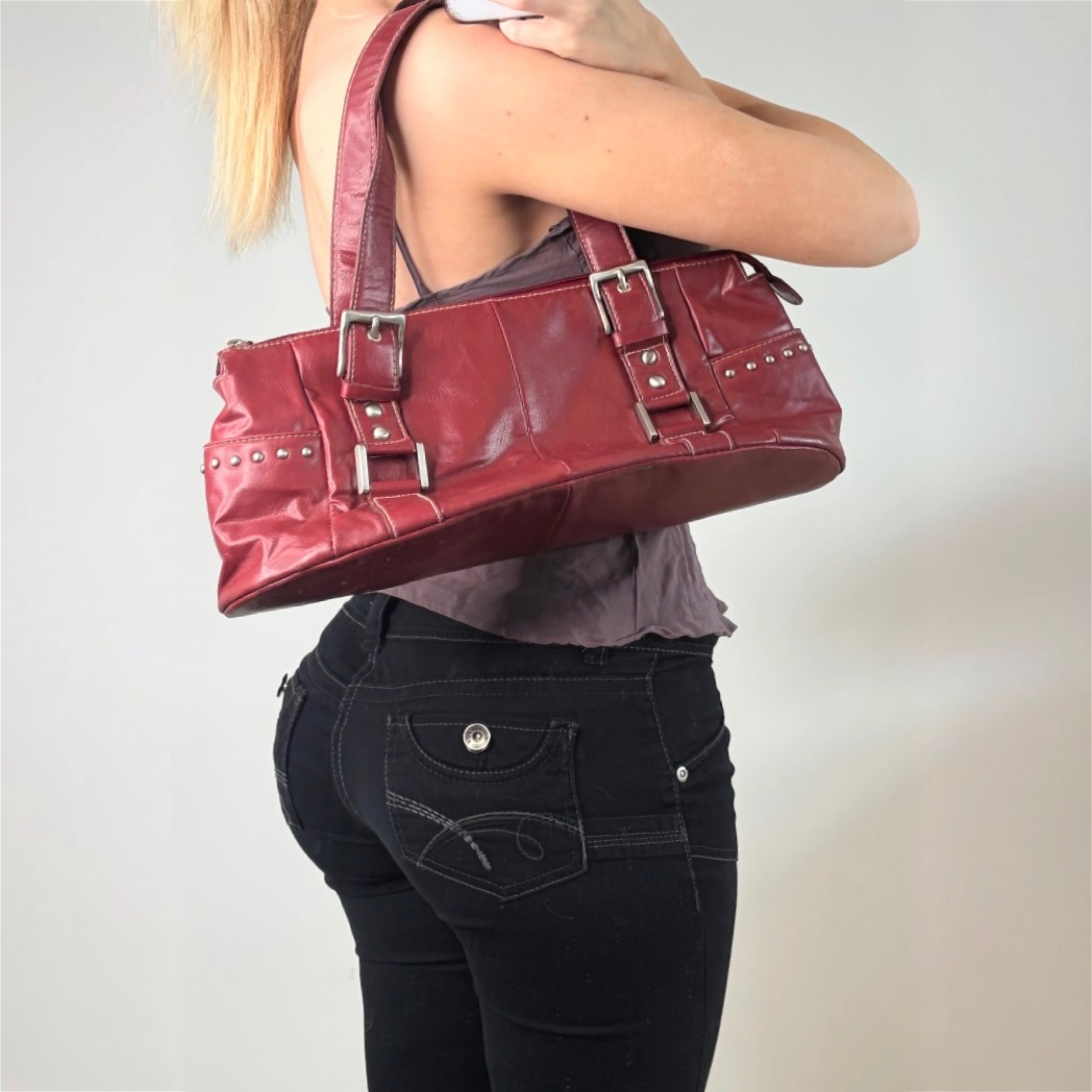 Worthington burgundy red faux leather handbag
