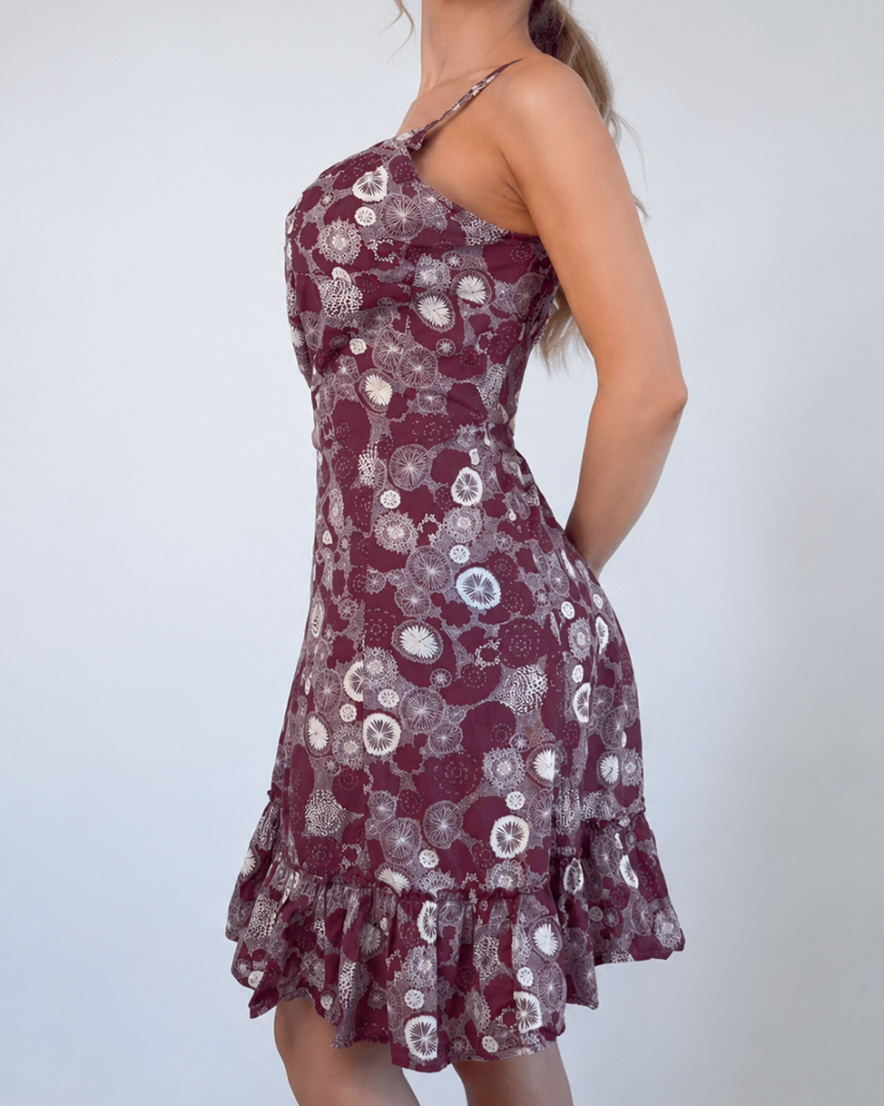 Vintage floral purple midi dress