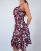 Vintage floral purple midi dress
