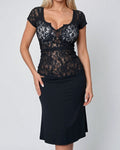 Vintage black lace Henley top