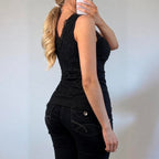 VINTAGE black lace sleeveless vest top