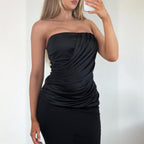 Black strapless bodycon wrap top