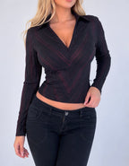 Vintage black pinstripe shirt top long sleeves