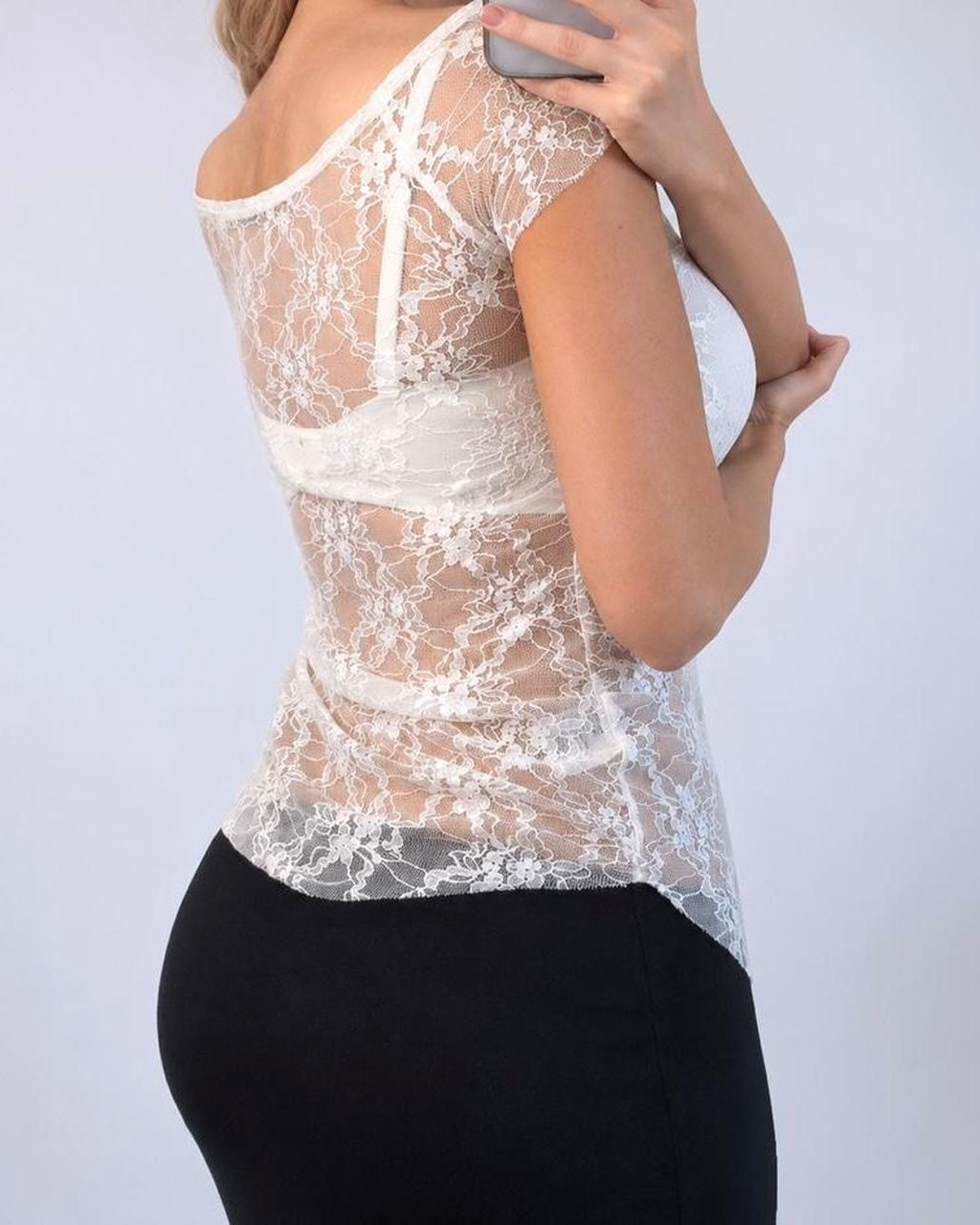 Vintage White lace short sleeve top
