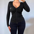 VINTAGE GUESS black cotton cardigan long sleeve top