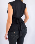 Vintage black sequin blouse tie top