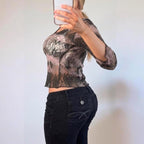VINTAGE purple lace 3/4 length sleeve top