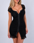 Vintage black lace mini dress