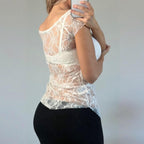 White lace short sleeve top