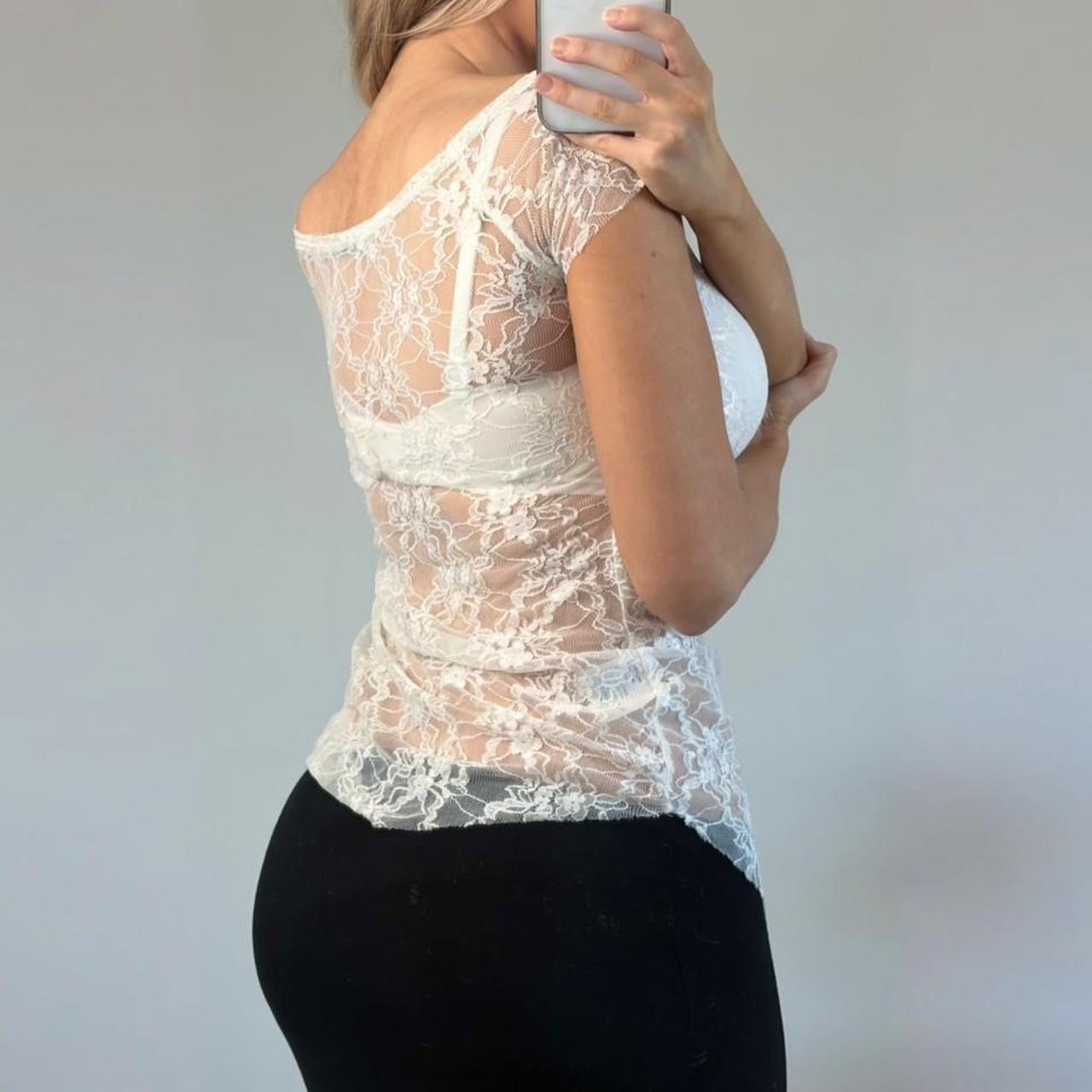 White lace short sleeve top