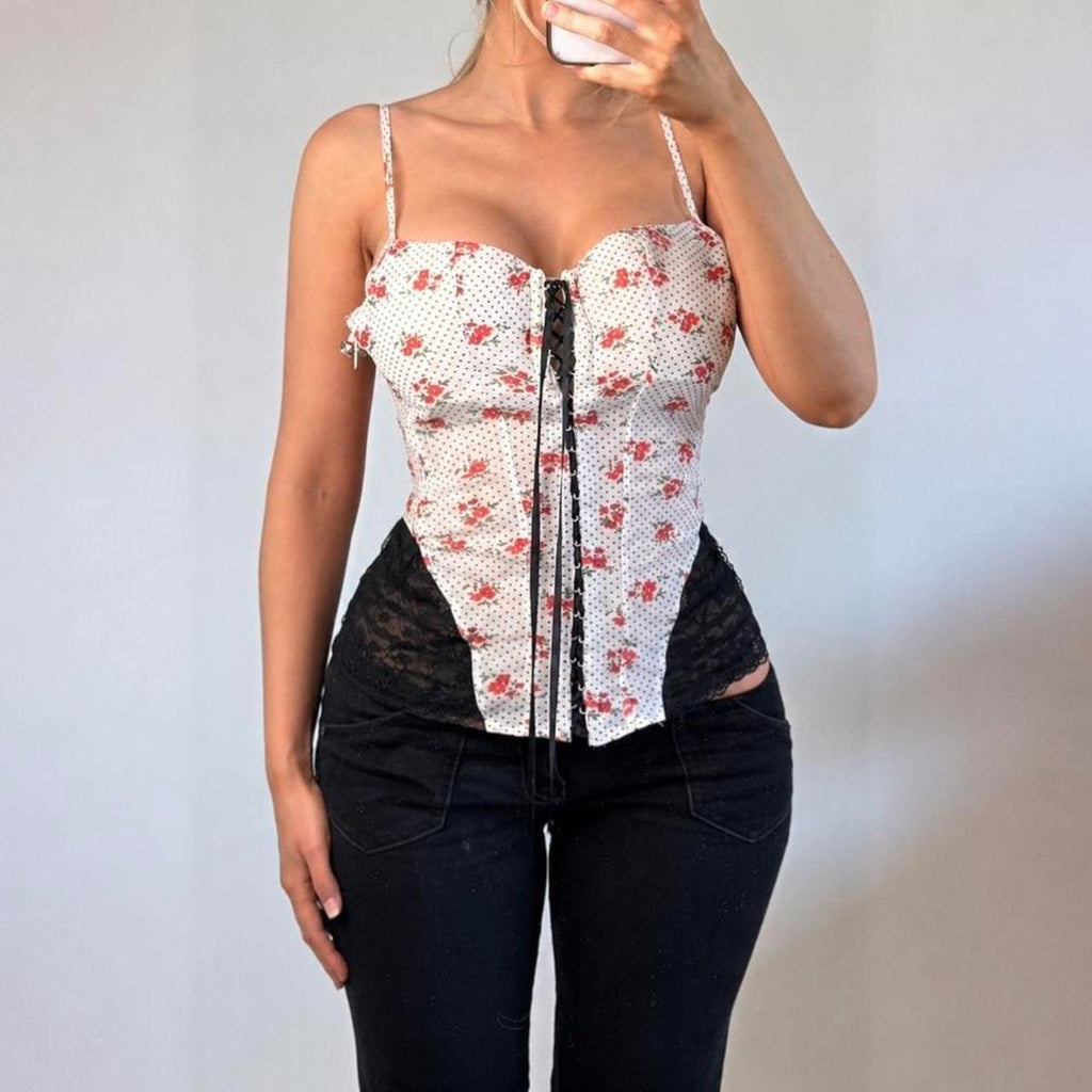 VINTAGE White floral corset top