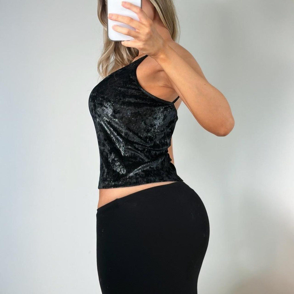 Black velvet cami top
