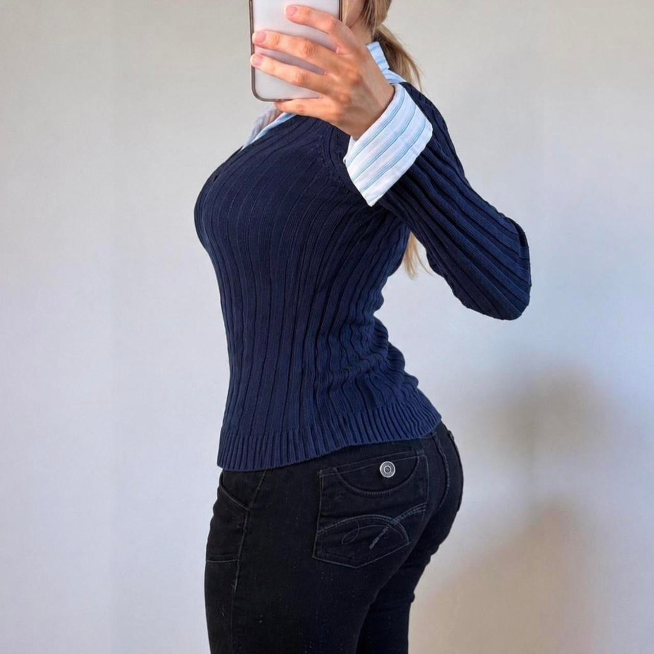 VINTAGE navy Blue knit jumper