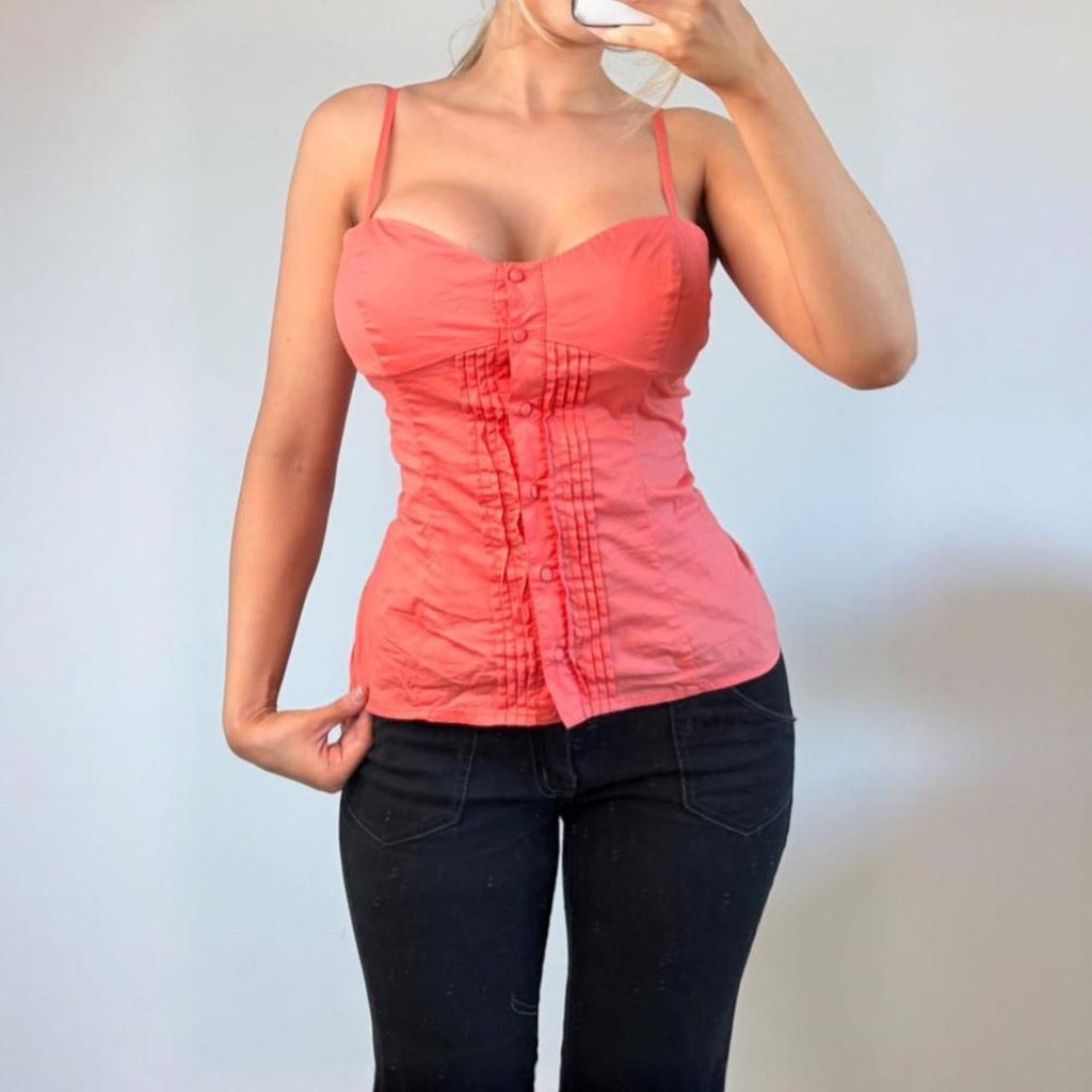 Coral corset cami top