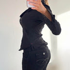 VINTAGE black pinstripe long sleeve shirt