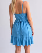Vintage teal tie mini dress