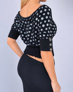 Vintage black polka dot blouse