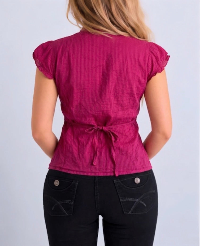 Vintage pink striped blouse top