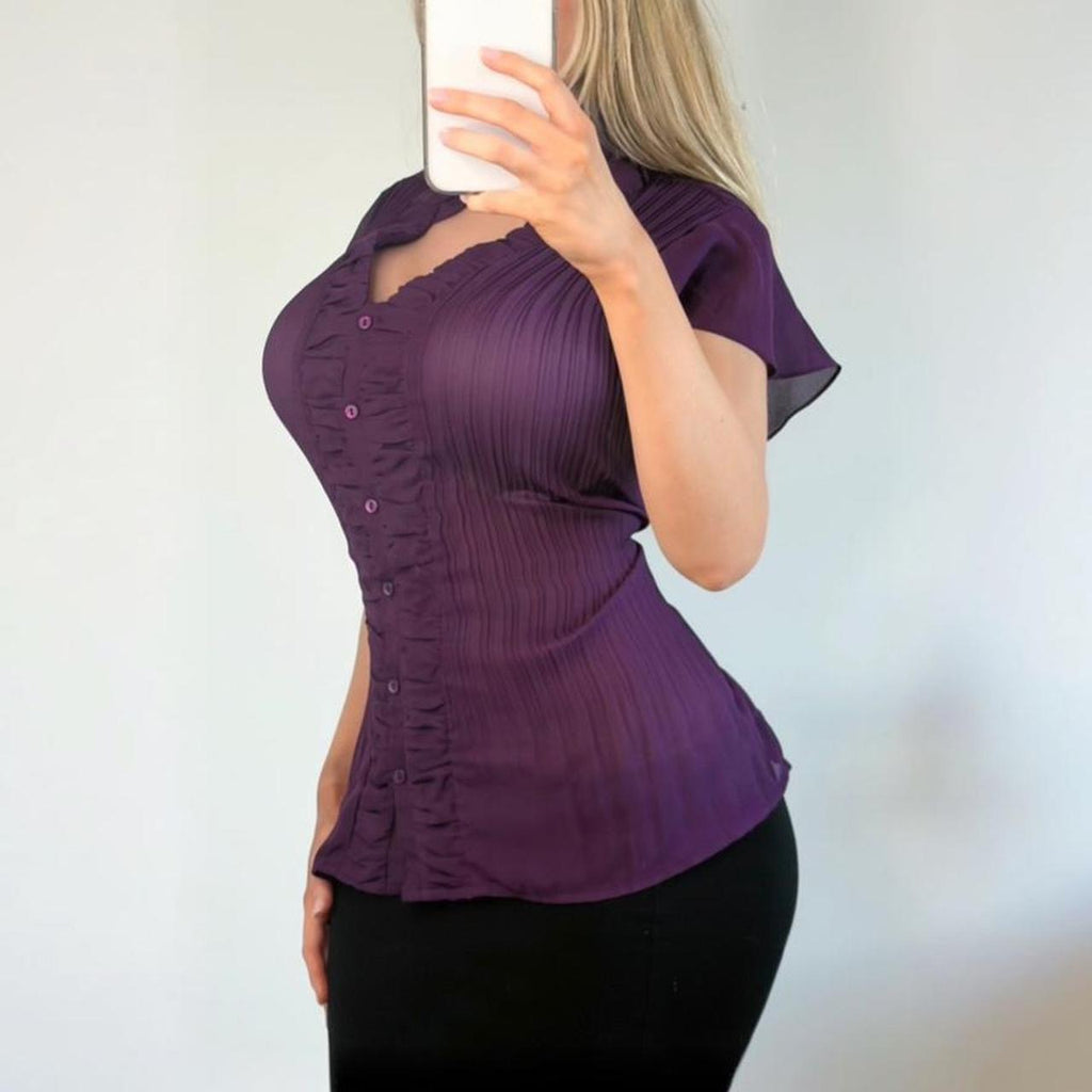 Purple ruffle blouse top