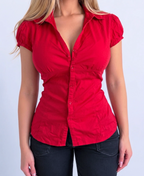 Vintage red button blouse top