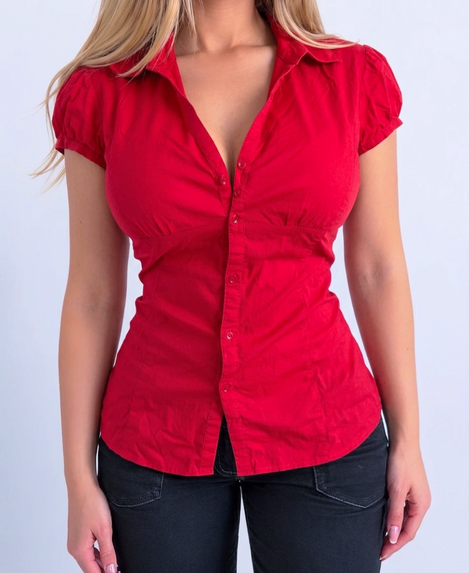 Vintage red button blouse top