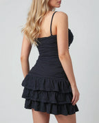 Vintage black ruffle mini dress