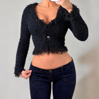 VINTAGE Black knit long sleeve cardigan top