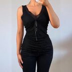 VINTAGE black lace sleeveless vest top
