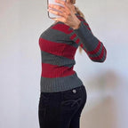 VINTAGE Red and grey striped jumper