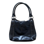 Black faux leather shoulder bag