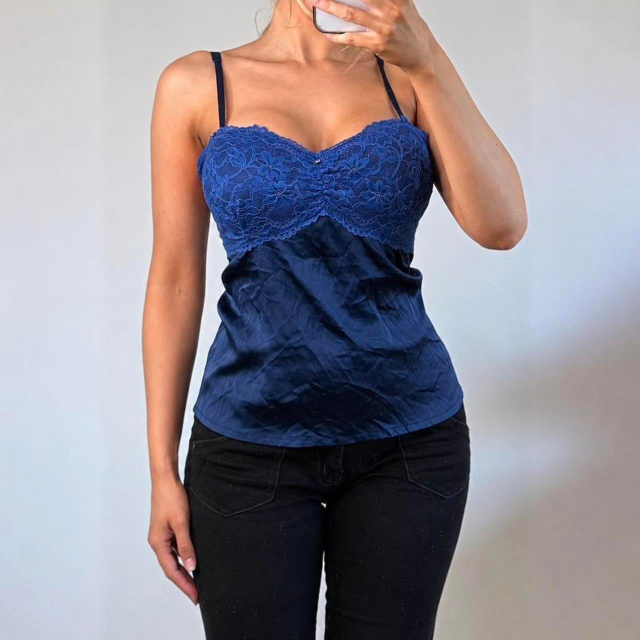 VINTAGE blue lace cami top
