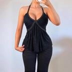VINTAGE black halterneck top