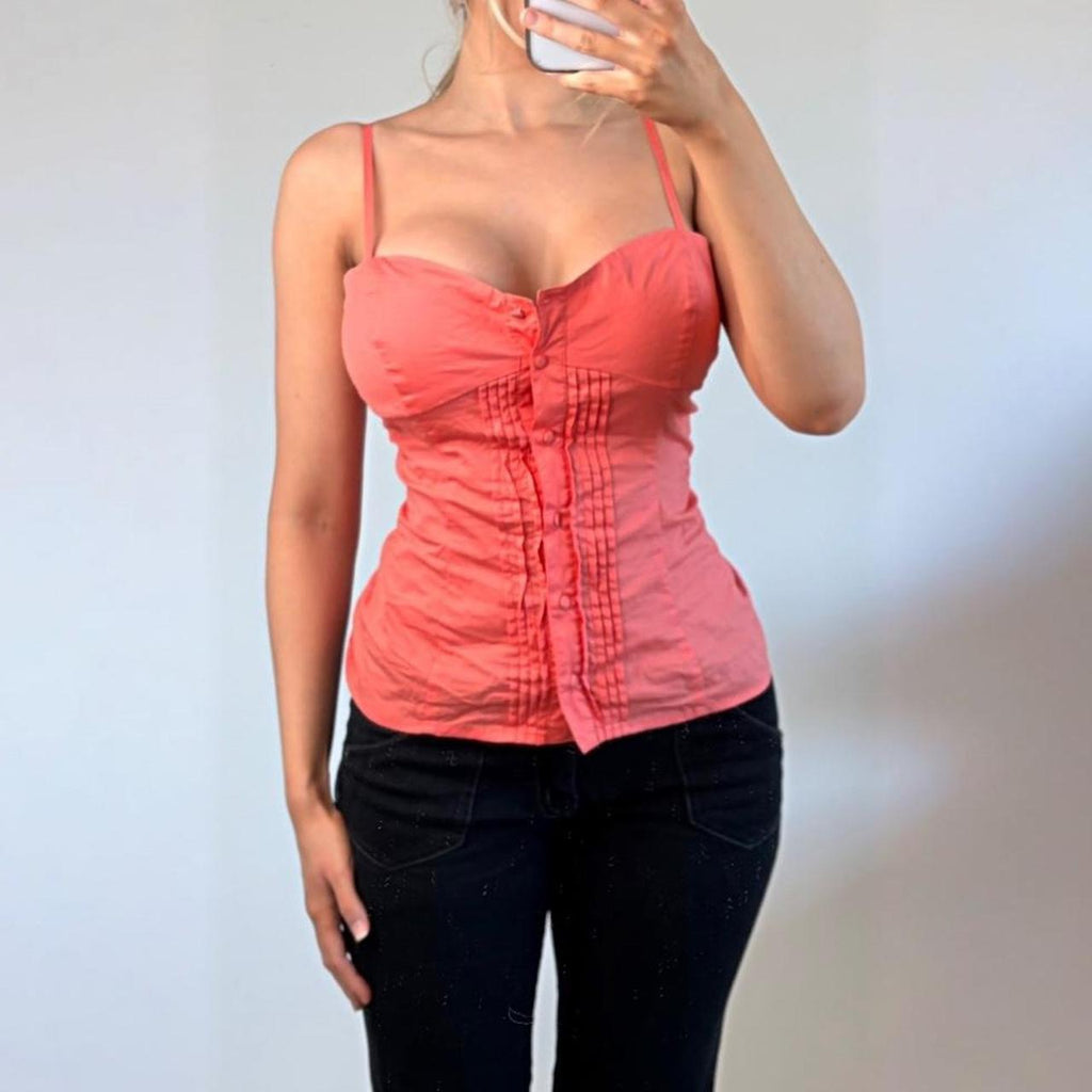Coral corset cami top