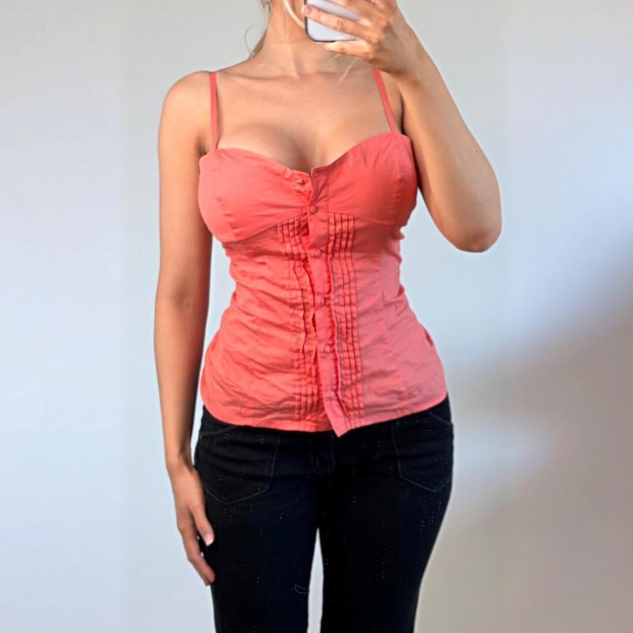 Coral corset cami top