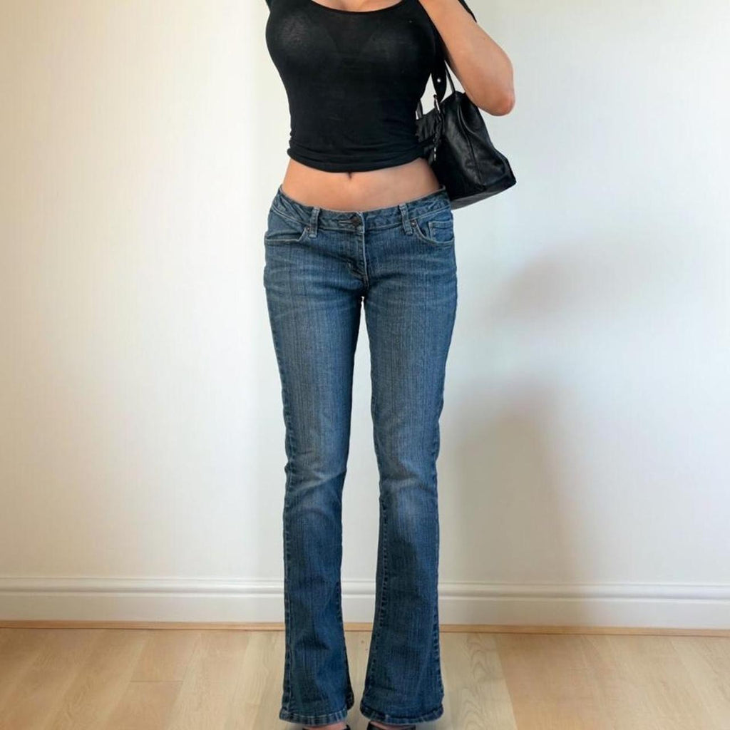 Blue low rise denim jeans