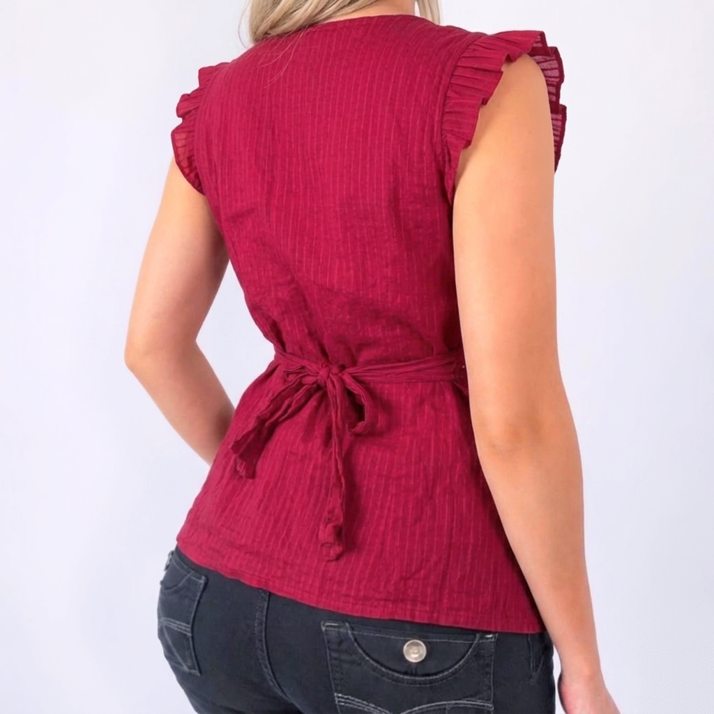 Vintage red striped blouse top
