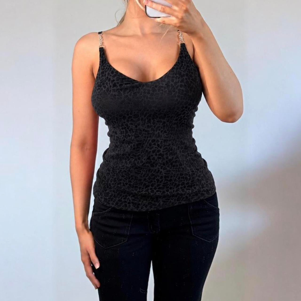 VINTAGE Morgan leopard print satin cami top