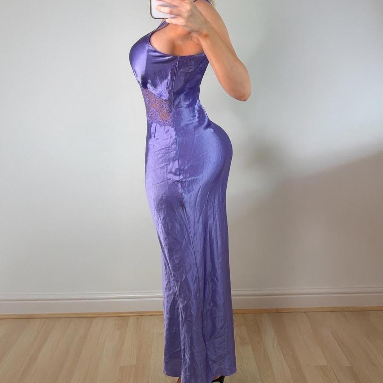 VINTAGE Purple satin slip gown maxi dress