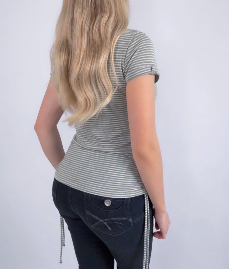 Vintage grey striped blouse top