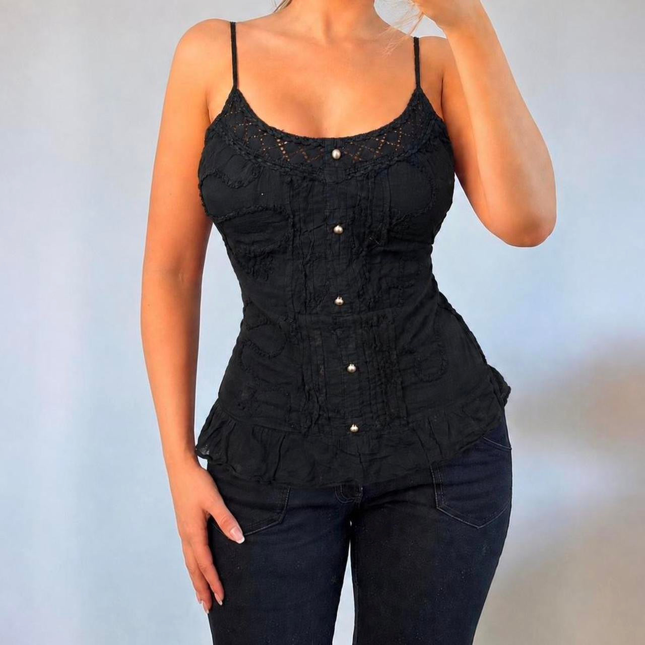 VINTAGE black cotton cami top
