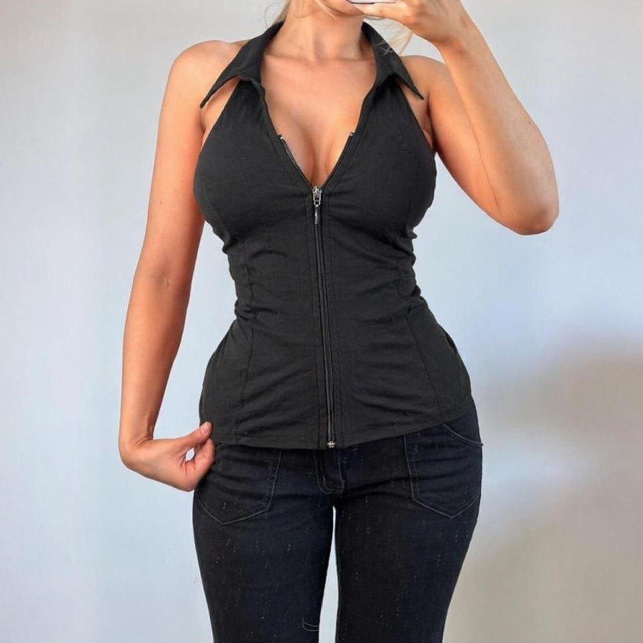 VINTAGE black halterneck top