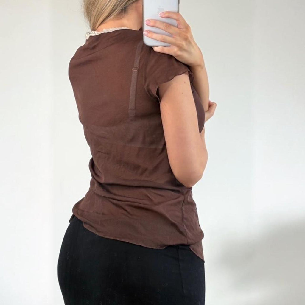 Vintage Brown lace blouse top