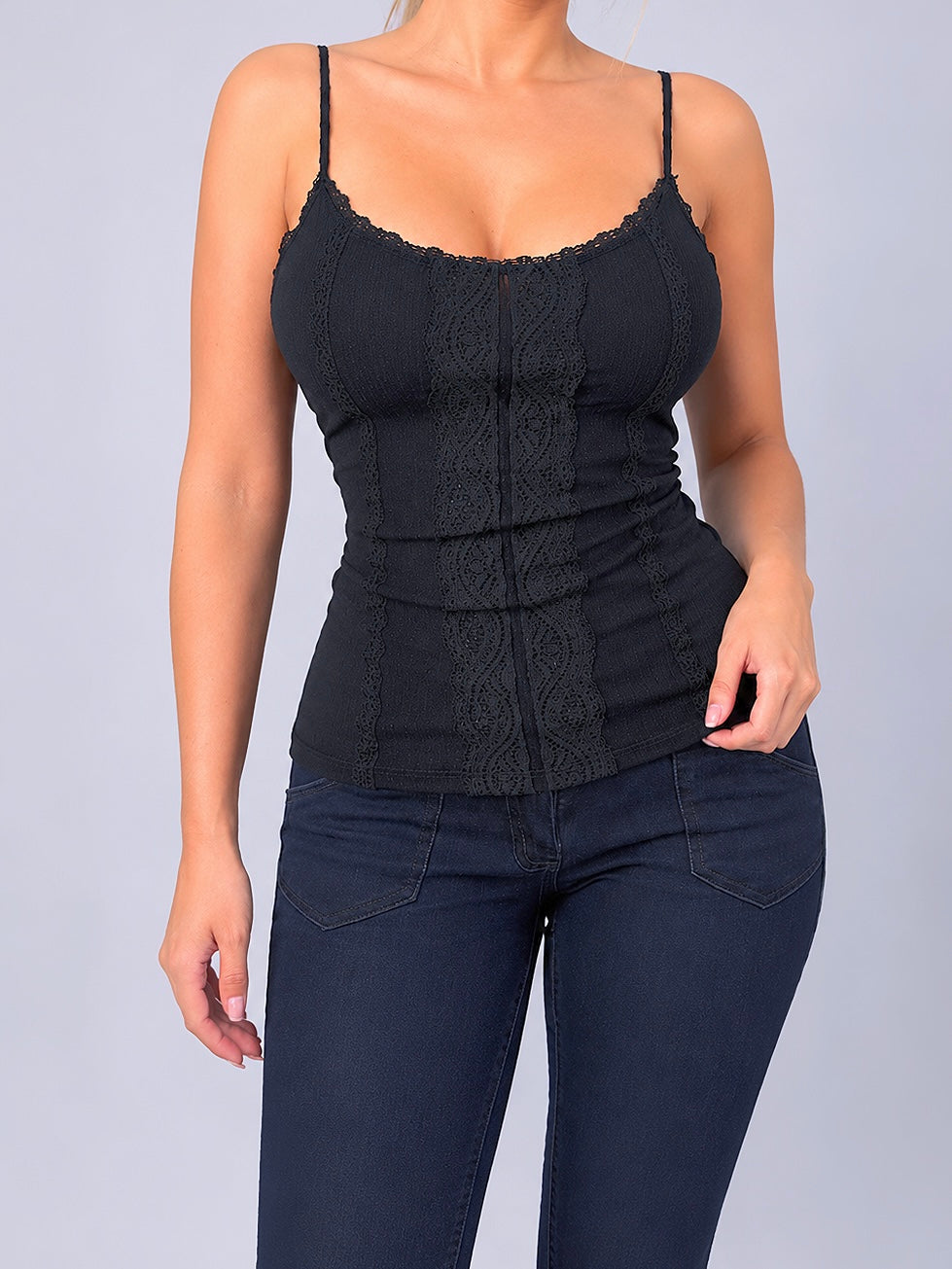 Vintage black lace vest top