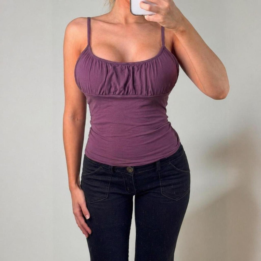 VINTAGE Purple ruched cami top