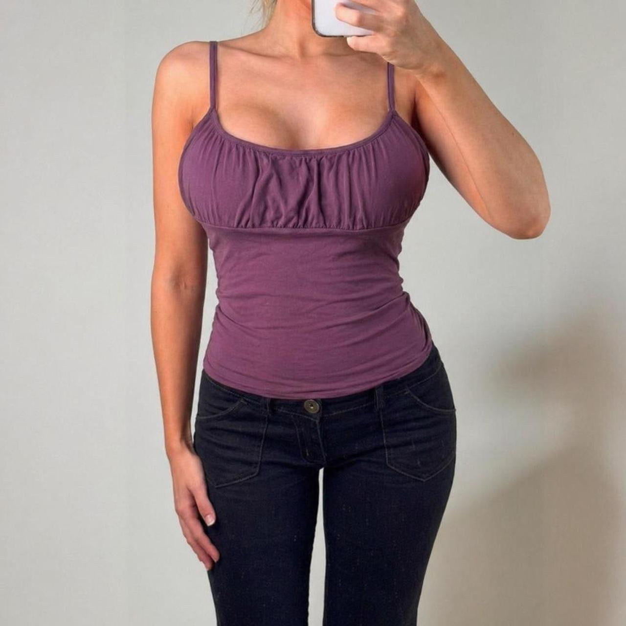 VINTAGE Purple ruched cami top